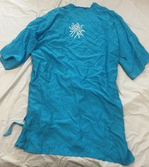 Vintage Leisure Fashions Turquoise Rayon Kimono Robe Embroidered L