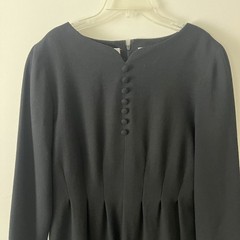 Vintage Liz Claiborne Little Black Dress 10 Covered Buttons 80s 90s