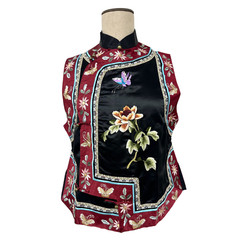 Vintage 1960s Magnolia Chinese Silk Butterfly Embroidered Vest