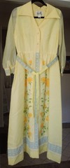 Vtg Alfred Shaheen Hawaiia Maxi Hostess Dress Size 10 Yellow Roses Belted UNWORN