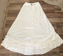 Antique Edwardian 1900s White Cotton Striped Lawn Tea Skirt Victorian 25-26″ Wst