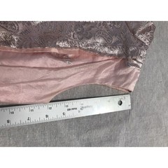 Vtg 80s Pink Silver Floral Empire Layered Taffeta Women’s XS S O USA Short Dress