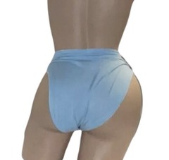 BODY FORM Blue Silky Stretch Hi-Leg Shiny Embroidery Panties Womens 5/S NOS