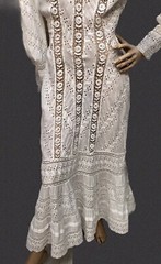 VTG 1900s “AGE OF INNOCENCE” Eyelet & IRISH CROCHET ROSES Tape Lace LAWN DRESS