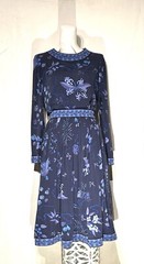 AVERARDO BESSI maxi dress vintage 1970s Blue Tones silk Floral print gown 12