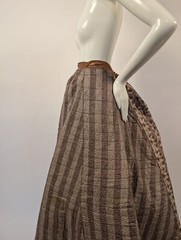 VICTORIAN 1870’S 2 PATTERN PRINT COTTON STRIPED QUILTED SKIRT 