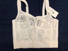 LONG LINE BRA VINTAGE LINGERIE 36 D STRETCH BRA Pin Up White New With Tags