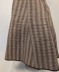 VICTORIAN 1870’S 2 PATTERN PRINT COTTON STRIPED QUILTED SKIRT 