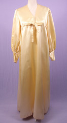 VTG Women’s 60s Champagne Satin Empire Waist Maxi Dress Sz M 1960s