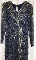 Vintage 80s Clares Collection Heavy Bead Power Drama Cocktail Dress