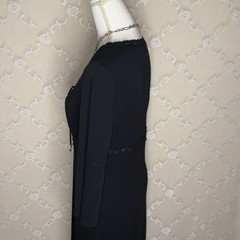 VTG Max Studio Rayon Blend Little Black Opaque Dress Bell Sleeves Medium 36 Bust