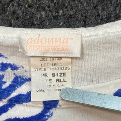 Adonna Leisurewear Seashell Print Nightgown OS Womens White 90s Coastal Ruffle