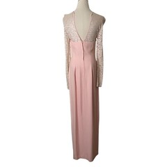 Loralie Vintage Maxi Dress Size 8 Pink Lace Bodice Soutache Side Slit Sheath New