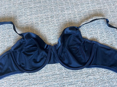 Vintage New Adonna Second Skin Navy Satin Shiny Bra Size: 34 D