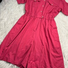 Vintage 90’s Eddie Bauer M Twill Pink Utility Romper Jumpsuit Granola Girl