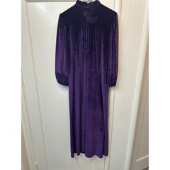 Wildcrest Vintage Purple Velour Robe Lace Yoke Long Lounger Zipper Front M 12-14