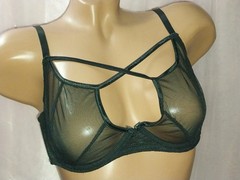 VTG SILKY SHEER MESH Y2K BRA UW SHIMMERY FOH 36D FIRE SEXY TRANSPARENT OPAQUE