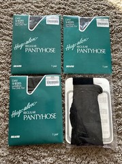 LOT Sears Hug-alon AVERAGE Sandalfoot The Only Toe Nylon Pantyhose OFF BLACK A25