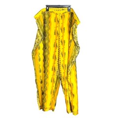 Vintage Fixation Womens Size 3X Plus Size India Pants Yellow Green Boho Wide Leg