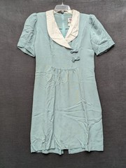 Lanz Original USA Vintage Dress Peter Pan Collar Blue/Green Cottage Core Size 12