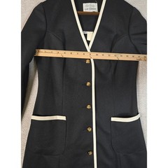 Gay Gibson Ruth Norman Vintage 60s Dress Coat Mod Nautical Gold Button Black 8