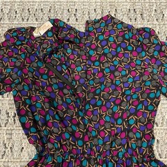 Vintage 80’s Lady Carol New York Midi Dress Pleated Colorful Floral Belted SZ 14