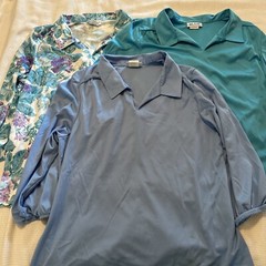 Vtg Lot Of 3 Y2K 90’s Polyester 3/4 Sleeve Laddies Tops Size Large