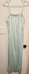 Vintage Spaghetti Strap Night Gown & Belted Robe Set Satin Pale Blue Pastel Trim