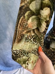 Vintage Y2K Toni Morgan Animal Print Sequin Zip Jacket Small Green Leopard Bling