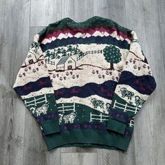 Vintage Nature Womens Northern Reflections Cardigan Sweater Green Wool Blend S/P