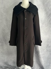 Vintage 1990s Yohji Yamamoto Y’S Brown Crepe Wool Avant Garde Minimalist Coat M