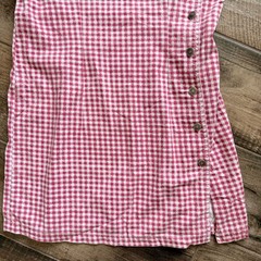 Xhilaration Vintage 90s Gingham Button Overall Pinafore Dress, Red White,11