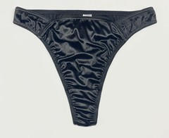 High Leg Satin Thong Bikini Panty · Black · S/5