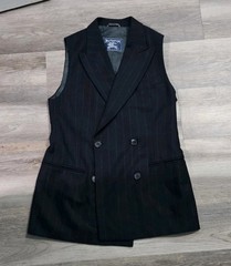 Vintage Burberrys Loro Piana Pure Wool Pinstripe Vest Blazer Womens 44 Italy