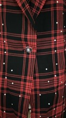 VTG Cedars Red/Black Rhinestone Plaid 80s Women’s Blazer Suit Jacket USA L