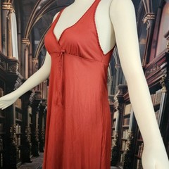 Vintage 1970’s Nightgown Dress Slip Lingerie Burgundy Maxi Length Sleeveless 70s