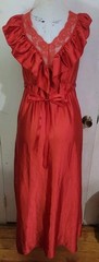 Vintage Ilise Stevens Lacy Red Ruffle Nightgown Sz Small/med Stunning Versatile
