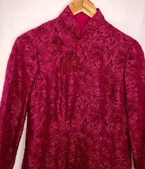 Vintage Kimono Style HIgh Neck Dress – Snap collar – Hot Pink Medium (?) No Tags