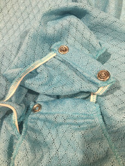 Vtg Blue Diamond Print Nylon Bodysuit Zip Wide Collar Top M USA