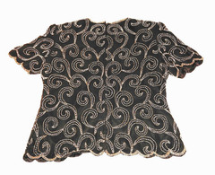 Laurence Kazar Vintage Silver Beaded Blouse Sz L