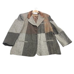 Vintage International Scene Patchwork Tweed Blazer Wool Blend Jacket XLL