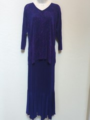 Vintage A Touch Of Class 2 Piece Formal Wear Paisley Glitter Purple Sz L/XL
