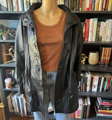 VTG 80’s 90’s Jacqueline Ferrar Black Genuine Leather Jacket Sz M Oversized Chic