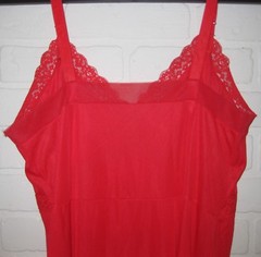 VINTAGE SHEER LACE CHERRY RED HEIRESS SLIP Nylon CHIFFON LADIES SEXY 36 AVE EUC