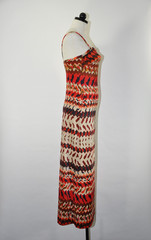 60s Vintage Red Orange Striped Bullet Bra Strapless Beach Cover Up Maxi Dress S