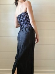 Alfred Angelo 80s Dress Vintage Prom Gothic Ruffled Gown Sequins