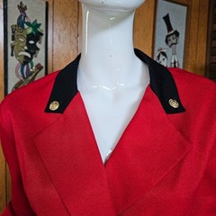 Vtg 80s Power Suit Sexy Secretary Double Breasted Blazer Tuxedo Wiggle Dress L