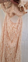 Vintage Loralie Original 2 Pc. Lace Formal Peach Summer Dress Gorgeous! Sz 12