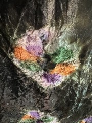 VTG ’70’s Psychedelic Crushed Velvet TIE DYE SKIRT W- 24 LONDON RIC RAC 2XS