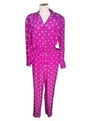 1980s Vintage Thierry Mugler Purple Silk Jumpsuit with Stars – Size IT 46